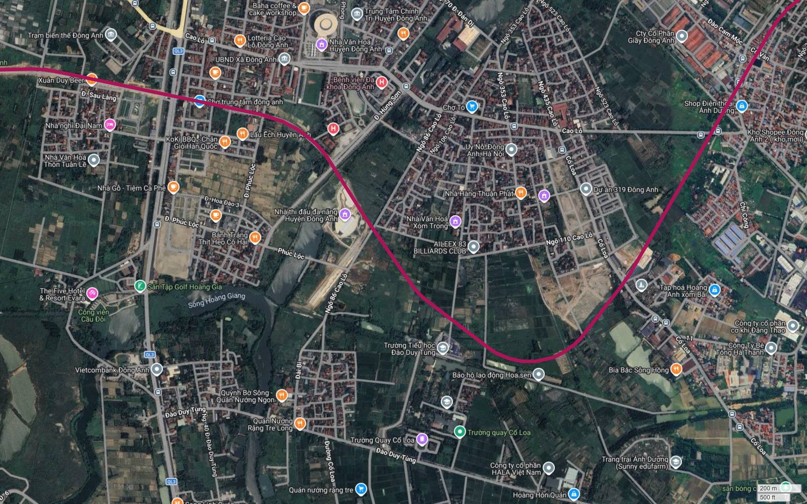 Tuyến metro số 18 Hà Nội bẻ xuống nam qua địa bàn Uy Nỗ, đáy vòng cung gần Trường quay Cổ Loa